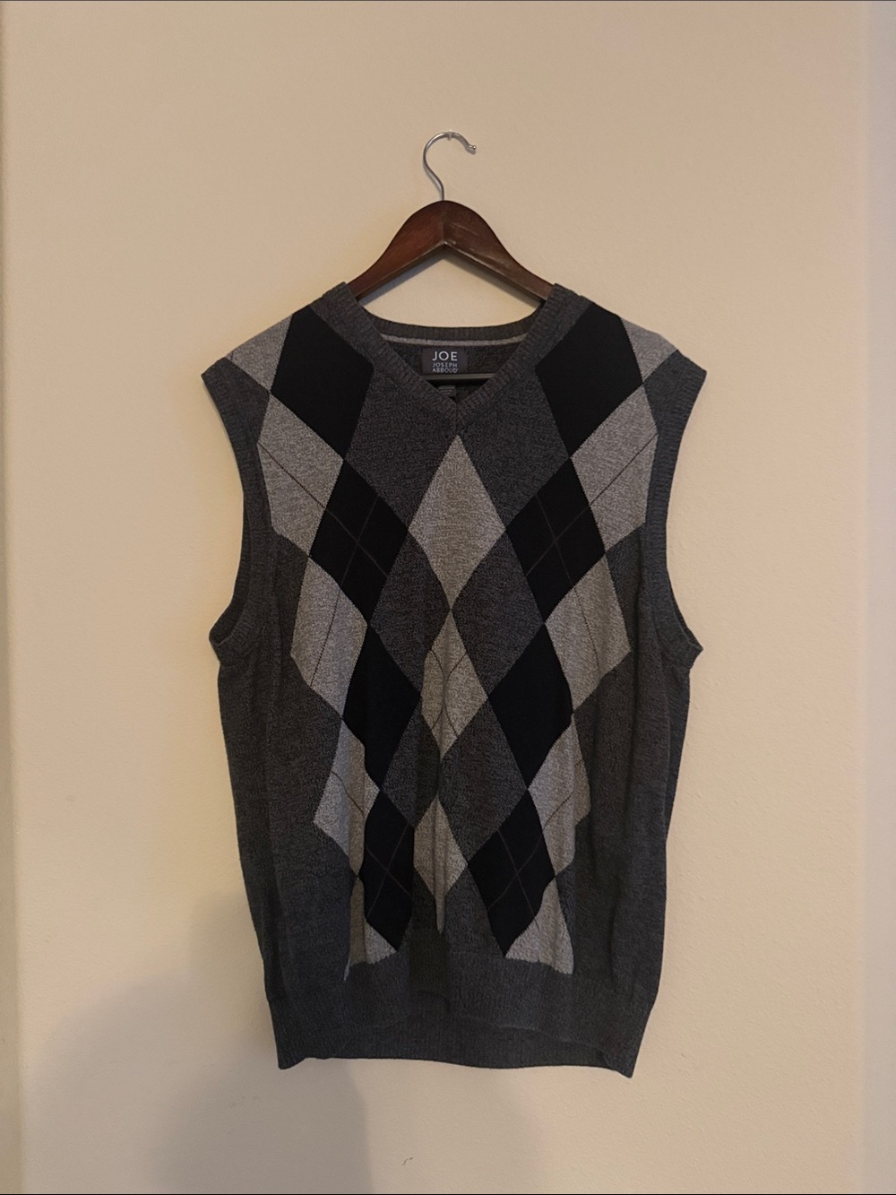 Joe Fresh Gray and Black Argyle V-Neck Sweater Vest